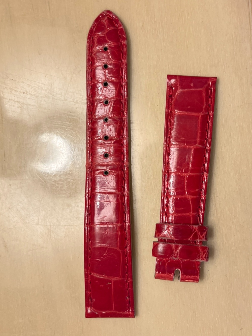 LOCMAN MEN'S 18 MM CHERRY RED  ALLIGATOR LEATHER WATCH BAND STRAP